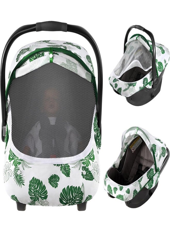 mamatepe Baby Car Seat Cover, 2-in-1 Breathable Carseat Shade Protection & Mosquito Net, Dustproof Privacy Lightweight Canopy Covers for Infant Unisex, Mosquito net for Spring & Summer - Green - Image 1